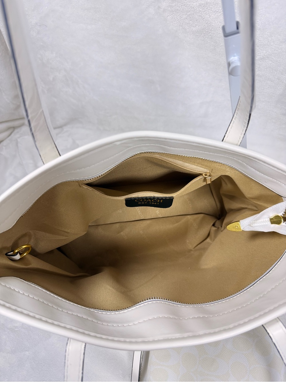 Coach Cream Signature Canvas Tote with Wallet and Box - Picture 5 of 7
